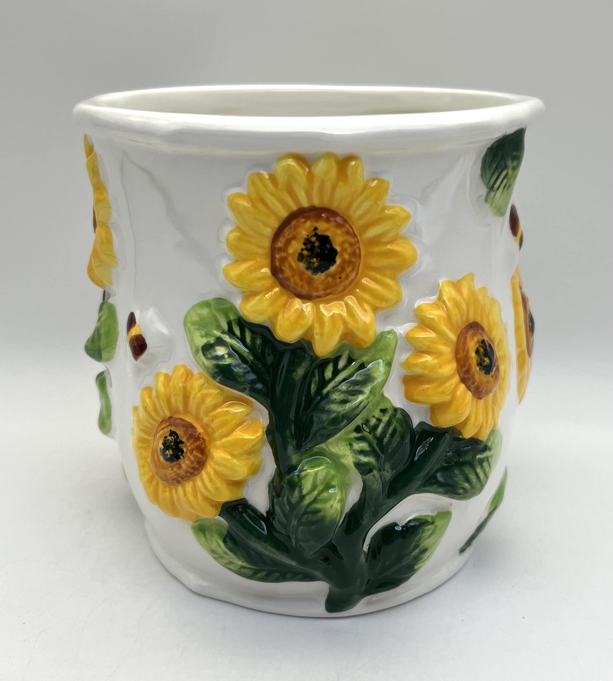 ACK 3D Sunflower Utensil Holder, Utensil Crock, Modern Kitchen Decor, Kitchen Storage