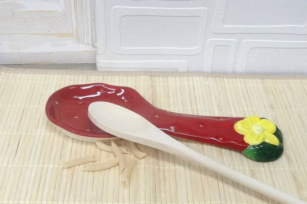 ACK Ceramic Spoon Rest, Cooking Spoon Holder for Kitchen Counter, Utensil Rest for Spoon, Ladle, Spatula, Kitchen Decor
