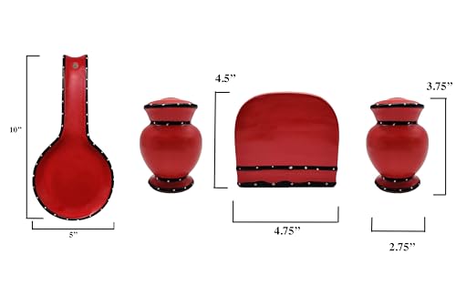 ACK Hand Painted Ceramic Pepper/Salt Shakers,Napkin Holder and Spoon Rest, Kitchen Décor, Table Top set