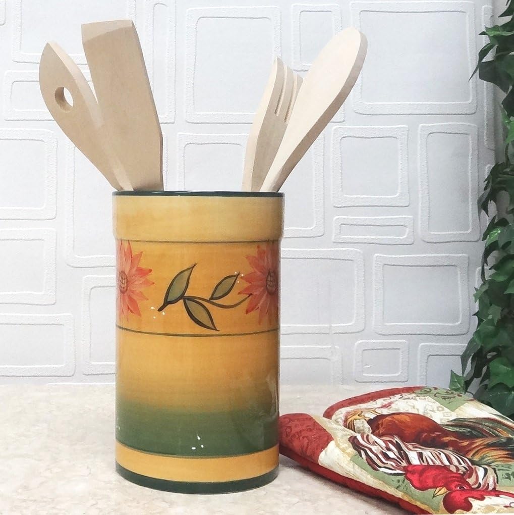 ACK 3D Sunflower Utensil Holder, Utensil Crock, Modern Kitchen Decor, Kitchen Storage