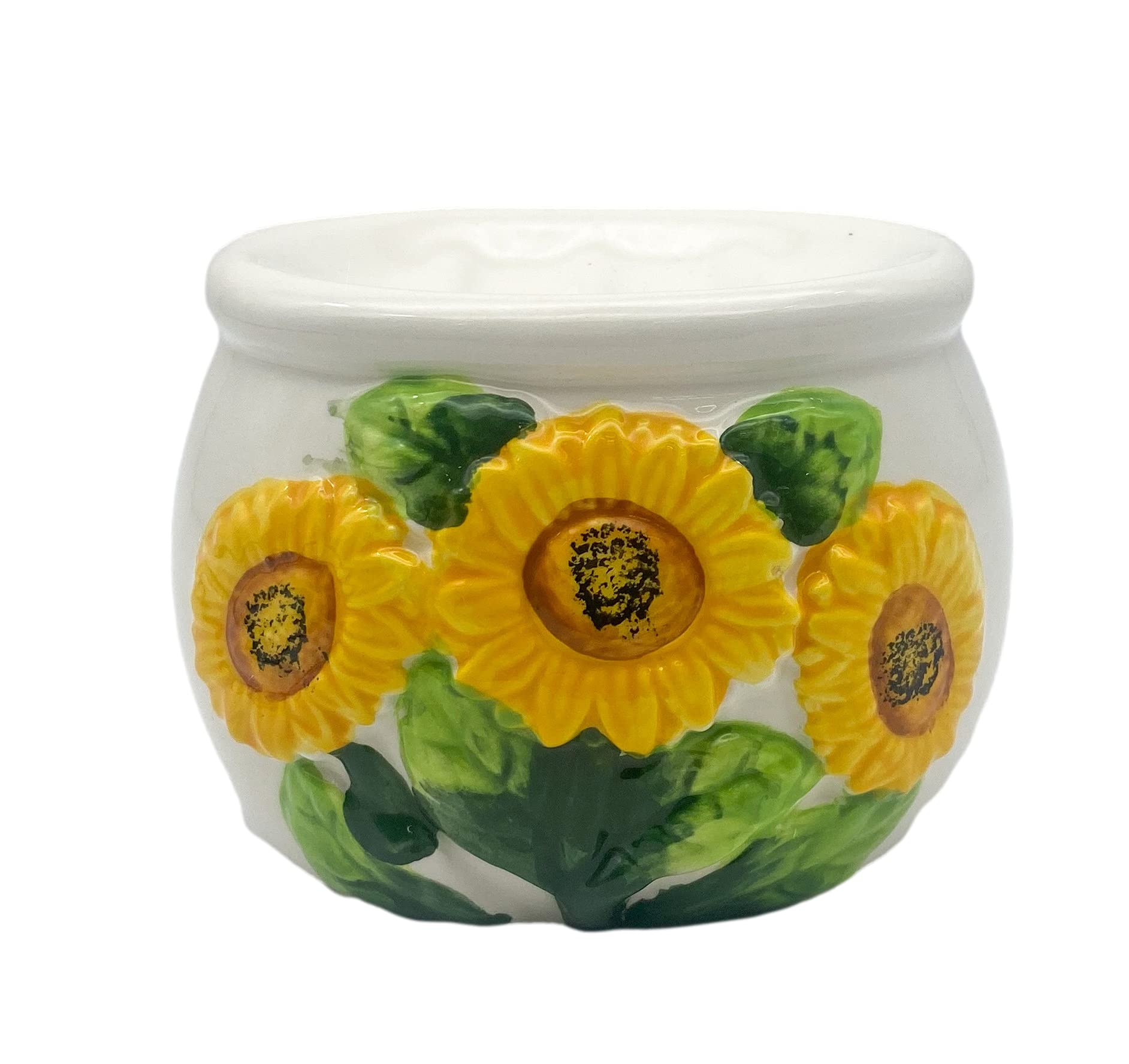 ACK Sponge/Soap Holder (Sunflower), Ceramic Hand Painted Sponge Holder for Kitchen Sink, Kitchen Décor, Scouring Pad
