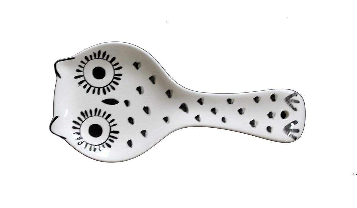 ACK Ceramic Spoon Rest, Cooking Spoon Holder for Kitchen Counter, Utensil Rest for Spoon, Ladle, Spatula, Kitchen Decor