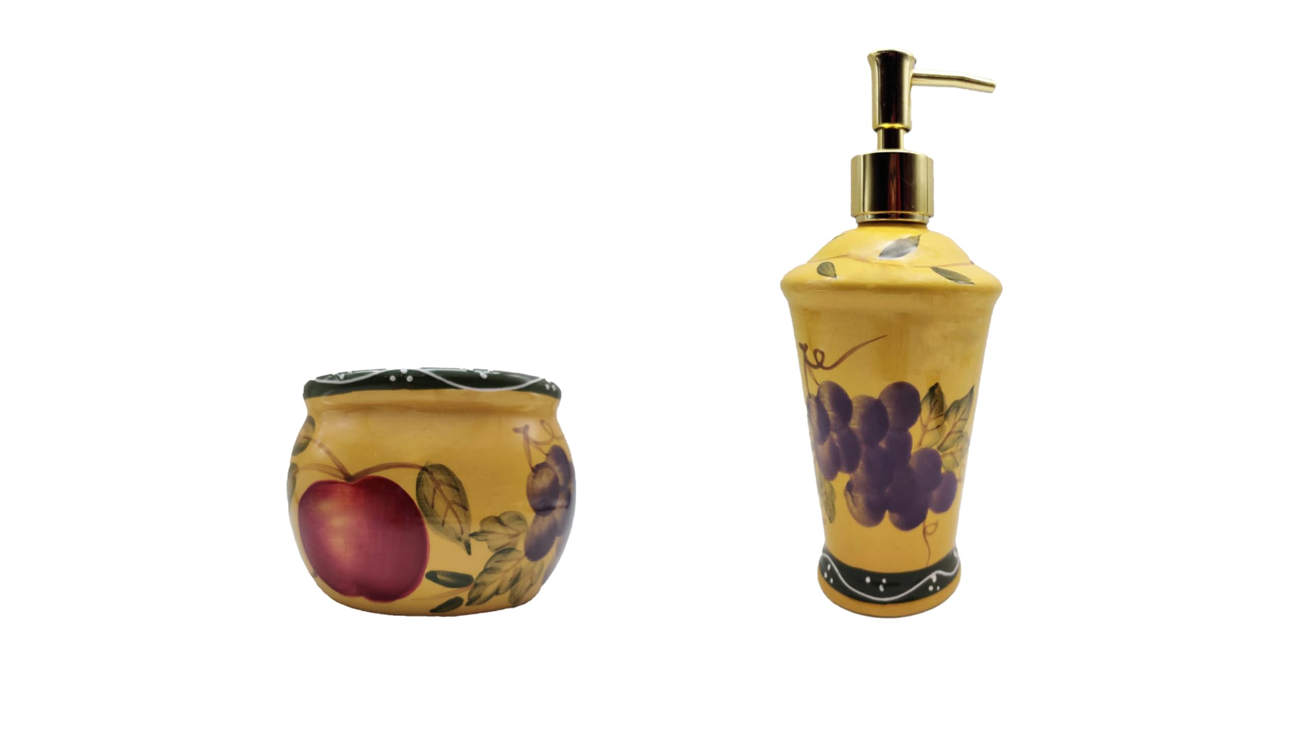 ACK Hand Painted Sponge Holder and Soap Dispenser for Bathroom and Kitchen Countertop, Storage and Organizer
