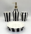 ACK Tuscany Embossed Hand Painted Ceramic, 4-Piece Bathroom Accessories, Soap Dispenser, Toothbrush Holder, Toothbrush Cup, Soap Dish