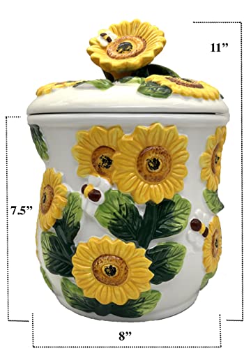 ACK Ceramic Cookie Jar with Lid, Food Storage Jar, Kitchen Décor, Snack Storage Container for Cookie, Candy