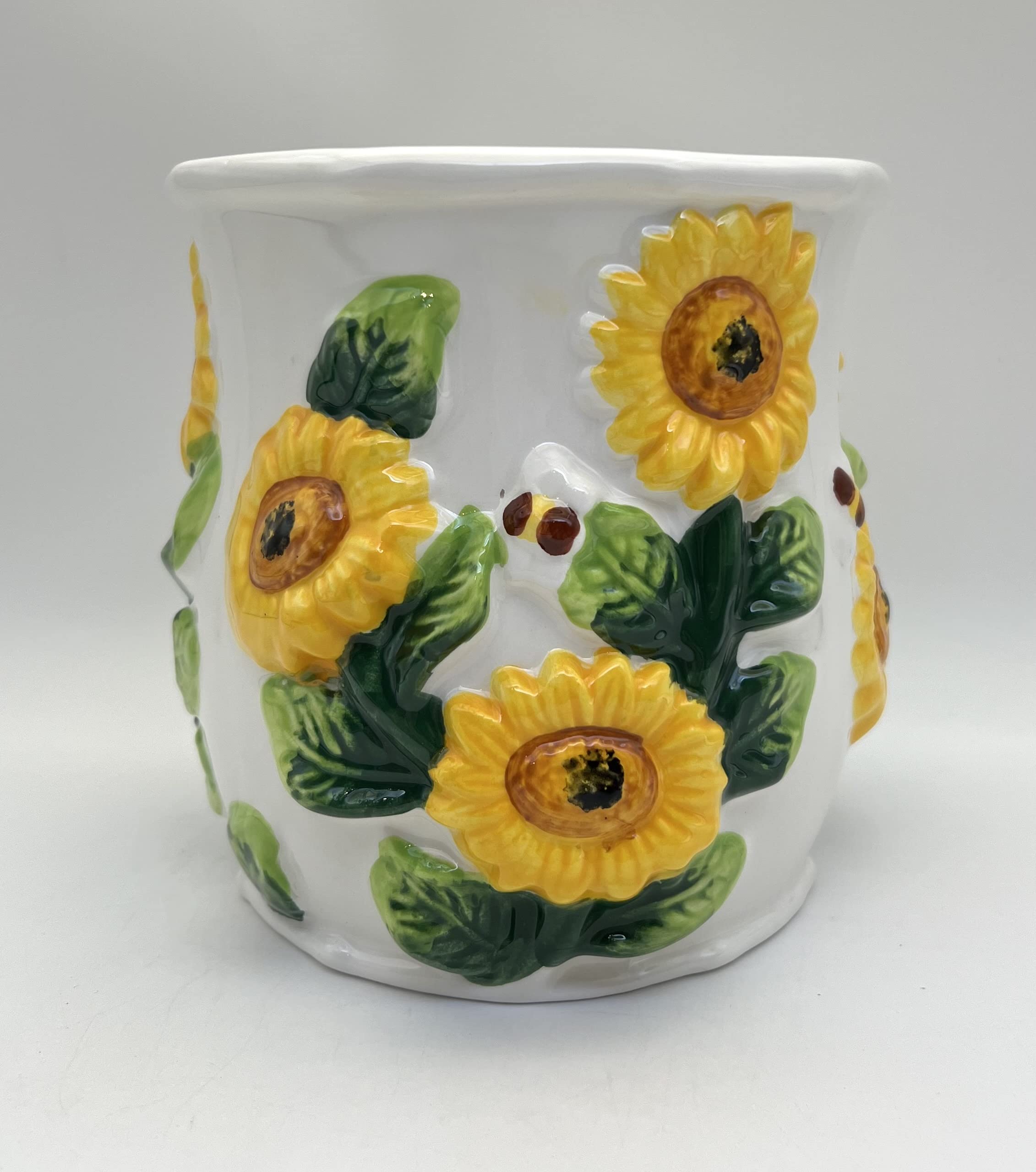 ACK 3D Sunflower Utensil Holder, Utensil Crock, Modern Kitchen Decor, Kitchen Storage