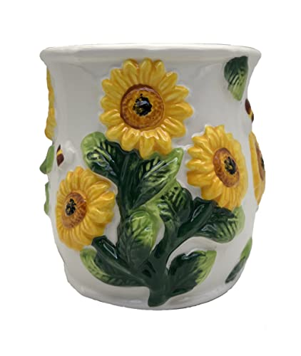 ACK 3D Sunflower Utensil Holder, Utensil Crock, Modern Kitchen Decor, Kitchen Storage