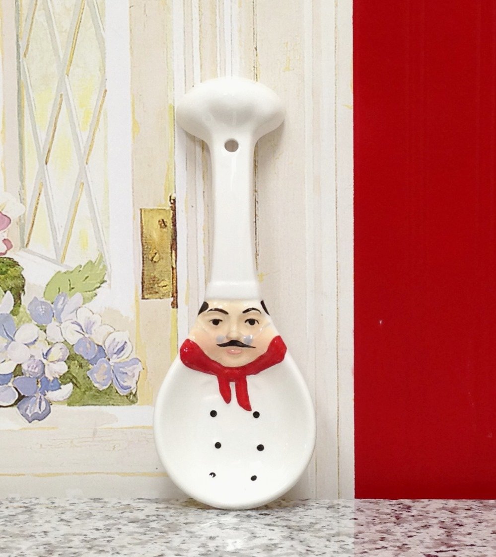ACK Ceramic Spoon Rest, Cooking Spoon Holder for Kitchen Counter, Utensil Rest for Spoon, Ladle, Spatula, Kitchen Decor