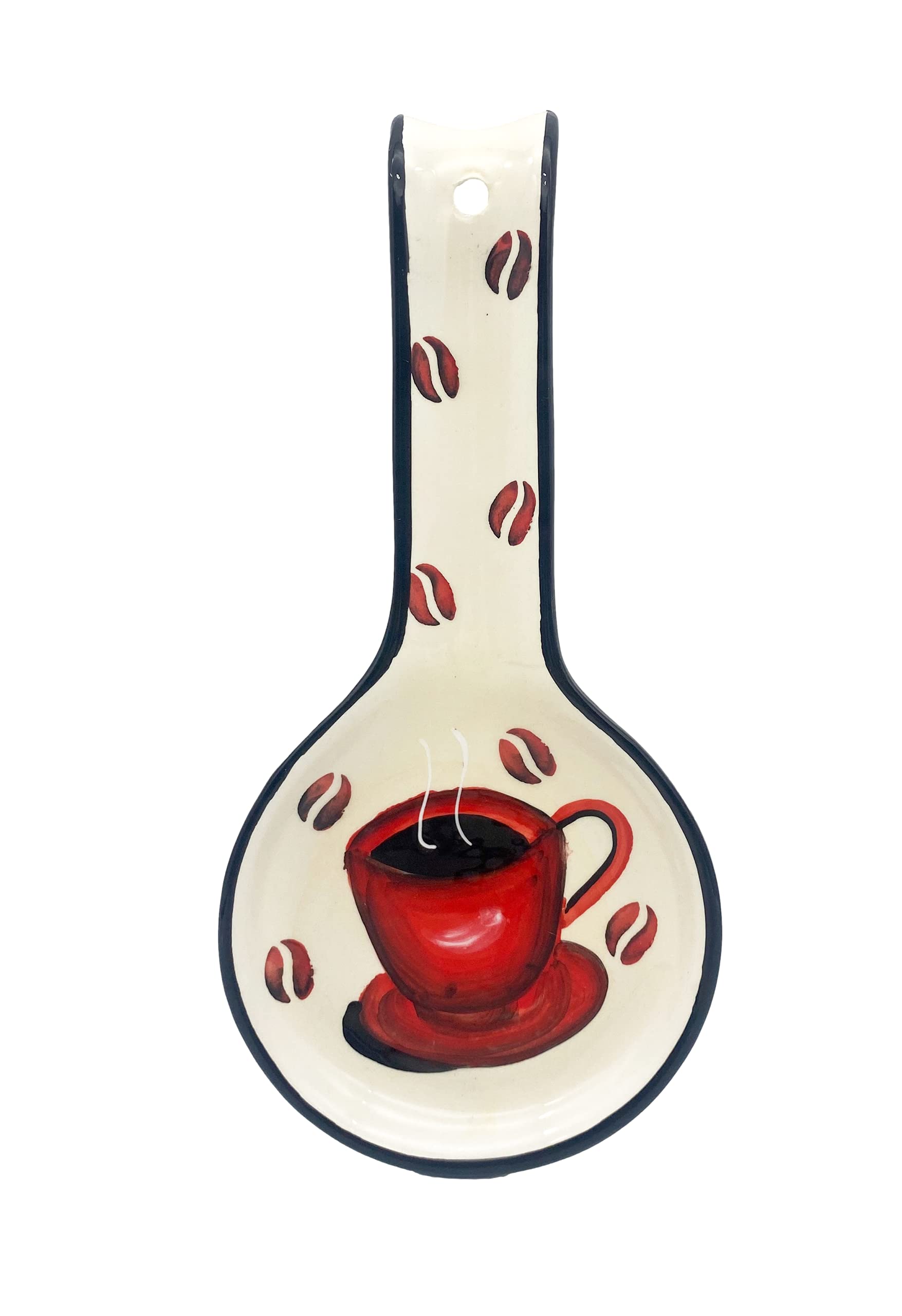 ACK Ceramic Spoon Rest, Cooking Spoon Holder for Kitchen Counter, Utensil Rest for Spoon, Ladle, Spatula, Kitchen Decor
