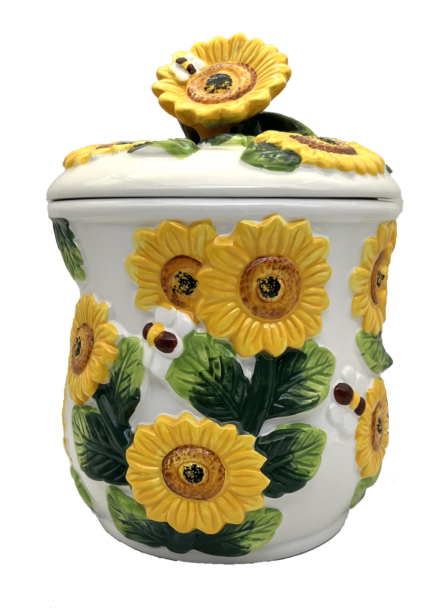 ACK Ceramic Cookie Jar with Lid, Food Storage Jar, Kitchen Décor, Snack Storage Container for Cookie, Candy