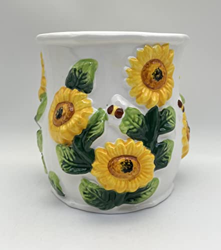 ACK 3D Sunflower Utensil Holder, Utensil Crock, Modern Kitchen Decor, Kitchen Storage