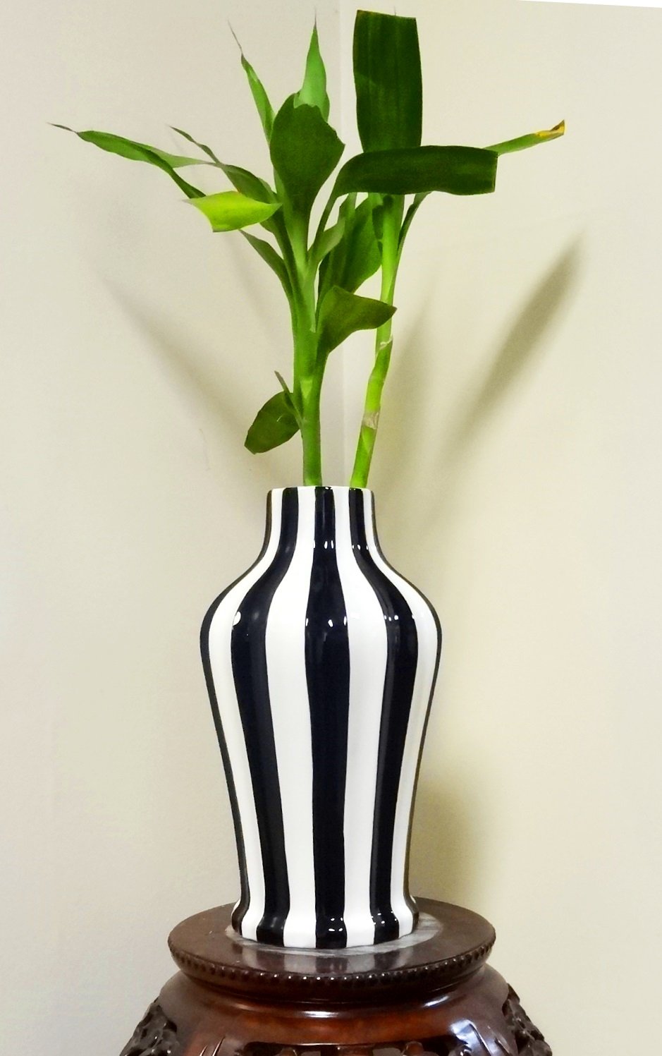 ACK Tuscan Collection Classic Striped Ceramic VASE, Your Choice of Color