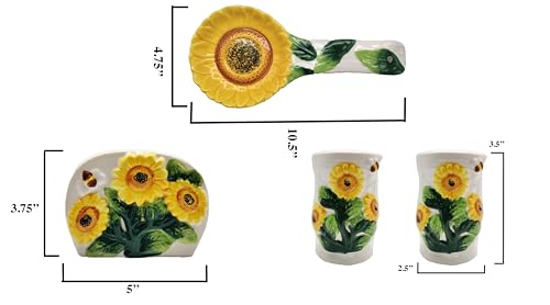 ACK Hand Painted Ceramic Pepper/Salt Shakers,Napkin Holder and Spoon Rest, Kitchen Décor, Table Top set