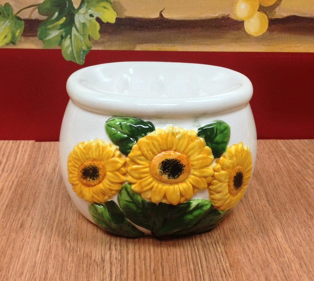 ACK Sponge/Soap Holder (Sunflower), Ceramic Hand Painted Sponge Holder for Kitchen Sink, Kitchen Décor, Scouring Pad