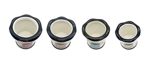 ACK 4PCs Hand Painted Ceramic Canister, Kitchen Storage Jar, Food Storage Container, Airtight Storage Container With Rubber Seal for Coffee, Tea, Sugar, Flour