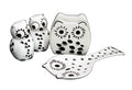 ACK Tuscany Cute Black and White Owl, Ceramic 4pc Stove Top Set, 81625/28