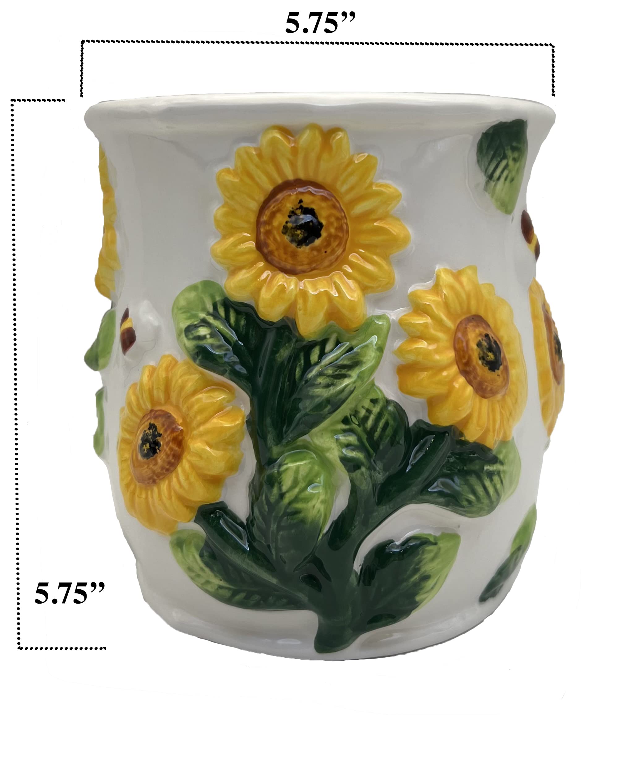 ACK 3D Sunflower Utensil Holder, Utensil Crock, Modern Kitchen Decor, Kitchen Storage
