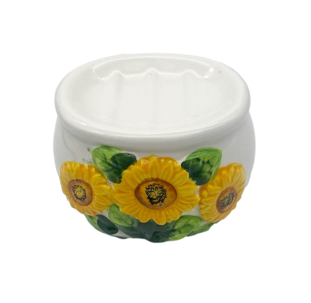 ACK Sponge/Soap Holder (Sunflower), Ceramic Hand Painted Sponge Holder for Kitchen Sink, Kitchen Décor, Scouring Pad