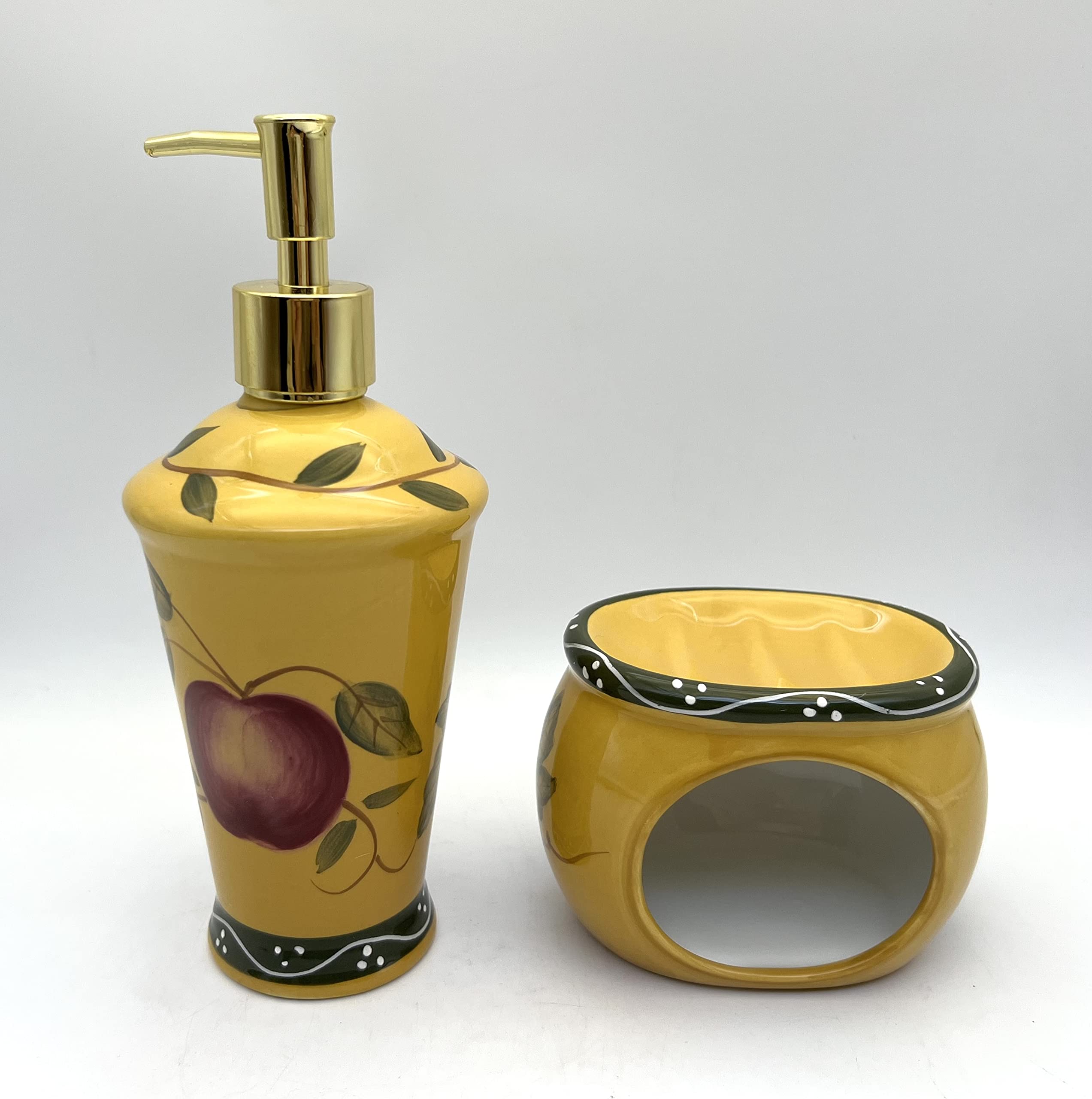 ACK Hand Painted Sponge Holder and Soap Dispenser for Bathroom and Kitchen Countertop, Storage and Organizer