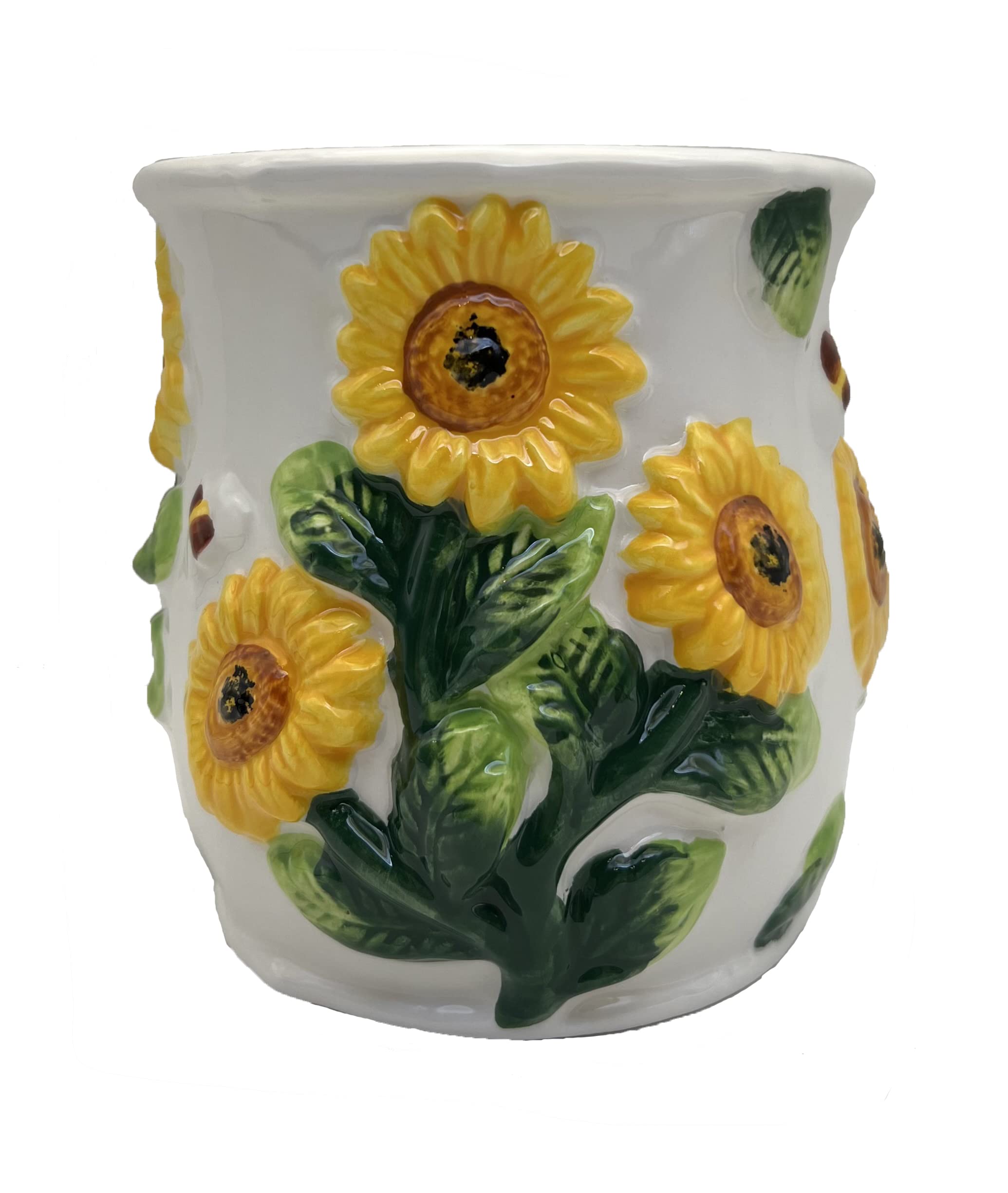 ACK 3D Sunflower Utensil Holder, Utensil Crock, Modern Kitchen Decor, Kitchen Storage