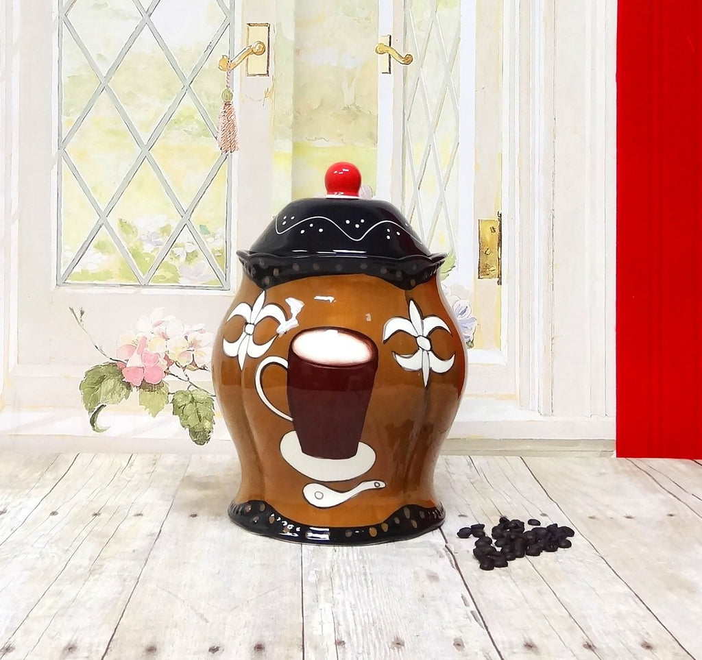 ACK Ceramic Cookie Jar with Lid, Food Storage Jar, Kitchen Décor, Snack Storage Container for Cookie, Candy