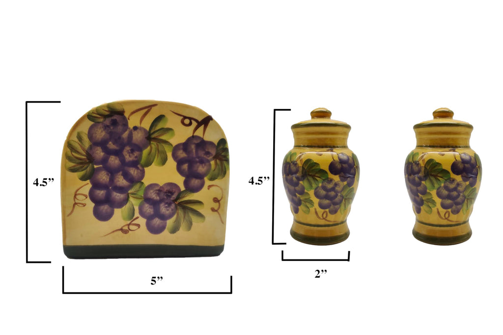 ACK Salt and Pepper Shaker, Kitchen Décor with Napkin holder