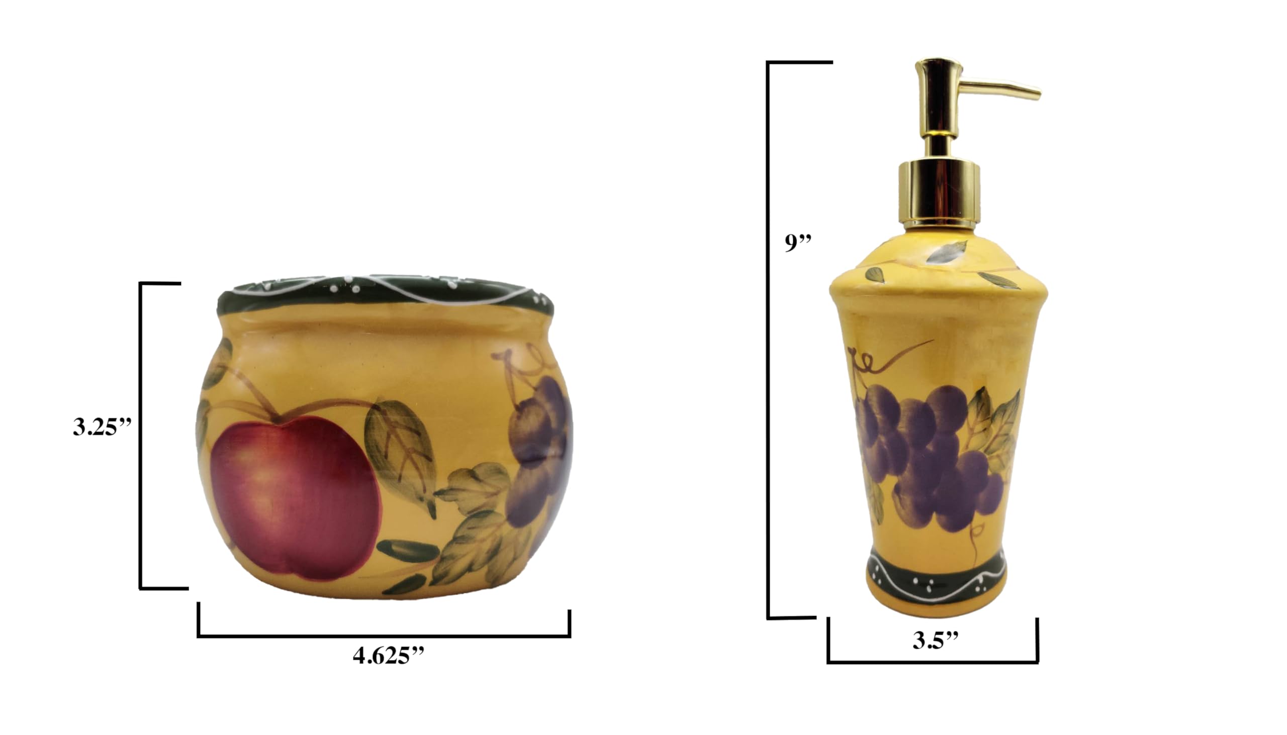 ACK Hand Painted Sponge Holder and Soap Dispenser for Bathroom and Kitchen Countertop, Storage and Organizer